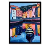 Artery8 Colourful Staithes North Yorkshire Seaside Boat Living Room Artwork Framed Wall Art Print 18X24 Inch