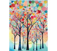 Artery8 Colourful Trees Blooming In Spring Folk Art Watercolour Painting Extra Large XL Wall Art Poster Print
