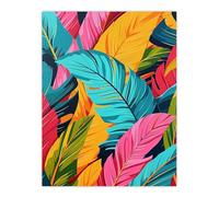 Artery8 Colourful Tropical Fronds Stylised Leaves Pattern Living Room Large Wall Art Poster Print Thick Paper 18X24 Inch