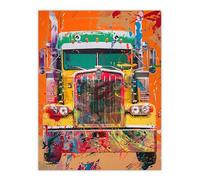 Artery8 Colourful Truck Lorry Front Hippy Trippy Trucker Kids Bedroom Large Wall Art Poster Print Thick Paper 18X24 Inch