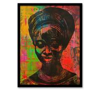 Colourful West African Woman Modern Artwork Framed Art Print Artery8 Multi A4
