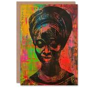 Artery8 Colourful West African Woman Modern Artwork Greeting Birthday Card Him Her All Blank