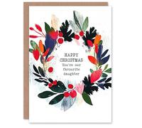 Artery8 Colourful Wreath Our Favourite Daughter Funny For Her Woman Christmas Card
