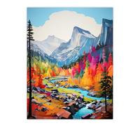 Artery8 Colourful Yosemite National Park Forest Landscape Large Wall Art Poster Print Thick Paper 18X24 Inch