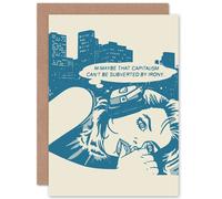 Artery8 Comic Capitalism Commentary Greetings Card in Blue Artery8 Blue