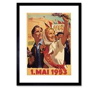 Artery8 Communism DDR East Germany 1 May 1953 Poster Artwork Framed Wall Art Print 12X16 Inch