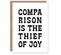 Artery8 Comparison Is The Thief Of Joy Black White Bold Personalised Card