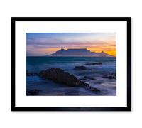 Artery8 Composition Atmospheric Table Mountain South Africa Framed Art Print in Blue | Size: W12" x H16" Artery8 Blue W12" x H16"