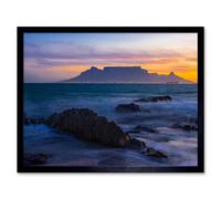 Artery8 Composition Atmospheric Table Mountain South Africa Framed Art Print in Blue | Size: W12" x H16" Artery8 Blue W12" x H16"