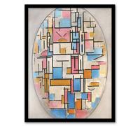 Artery8 Composition in Oval with Color Planes Mondrian Framed Wall Art Print in White | Size: W12" x H16" Artery8 White W12" x H16"