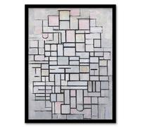 Artery8 Composition No IV Abstract Mondrian Vintage Framed Wall Art Print in Grey | Size: A4 Artery8 Grey A4