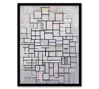 Artery8 Composition No IV Abstract Wall Art Print Framed Poster 12x16 inch Artwork By Mondrian : Symmetrical Colour Composition Enriching Living Room Decor With Modern Precision