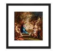 Artery8 Conca Adoration Shepherds Biblical Nativity Painting 8X8 Inch Square Wooden Framed Wall Art Print Picture with Mount in Black Artery8 Black