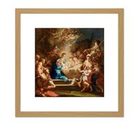 Artery8 Conca Adoration Shepherds Biblical Nativity Painting 8X8 Inch Square Wooden Framed Wall Art Print Picture with Mount in Light Oak Artery8 Light Oak