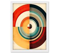 Artery8 Concentric Circles Bauhaus Style Minimal Colourful Vintage Artwork Framed A3 Wall Art Print