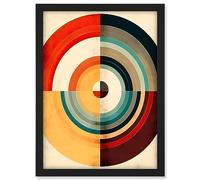 Artery8 Concentric Circles Bauhaus Style Minimal Colourful Vintage Artwork Framed A3 Wall Art Print