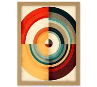 Artery8 Concentric Circles Bauhaus Style Minimal Colourful Vintage Artwork Framed A3 Wall Art Print