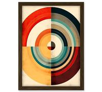 Artery8 Concentric Circles Bauhaus Style Minimal Colourful Vintage Artwork Framed A3 Wall Art Print
