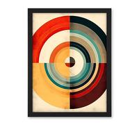 Artery8 Concentric Circles Bauhaus Style Minimal Colourful Vintage Artwork Framed Wall Art Print 18X24 Inch