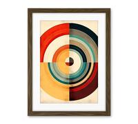 Artery8 Concentric Circles Bauhaus Style Minimal Colourful Vintage Artwork Framed Wall Art Print 18X24 Inch