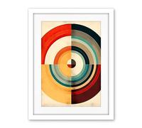 Artery8 Concentric Circles Bauhaus Style Minimal Colourful Vintage Artwork Framed Wall Art Print 18X24 Inch
