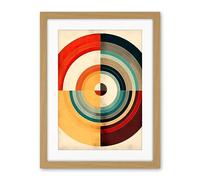Artery8 Concentric Circles Bauhaus Style Minimal Colourful Vintage Artwork Framed Wall Art Print 18X24 Inch