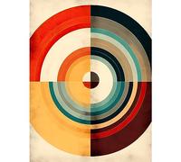 Artery8 Concentric Circles Bauhaus Style Minimal Colourful Vintage Extra Large XL Wall Art Poster Print