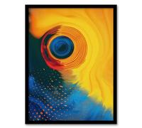 Artery8 Concentric Circles Yellow Orange Blue Abstract For Living Room Artwork Framed Wall Art Print 18X24 Inch