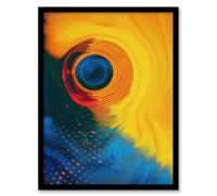 Artery8 Concentric Circles Yellow Orange Blue Abstract For Living Room Artwork Framed Wall Art Print A4