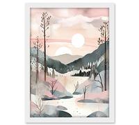Artery8 Concept Art Watercolour Forest Winter Landscape Artwork Framed A3 Wall Art Print