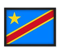 Congo (the Democratic Republic of the) National Flag Vexillology World Flags Country Region Poster Artwork Framed Wall Art Print A4 Artery8 Black One Size