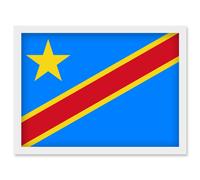 Congo (the Democratic Republic of the) National Flag Vexillology World Flags Country Region Poster Artwork Framed Wall Art Print A4 Artery8 White One Size