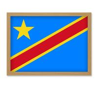 Congo (the Democratic Republic of the) National Flag Vexillology World Flags Country Region Poster Artwork Framed Wall Art Print A4 Artery8 Light Oak One Size