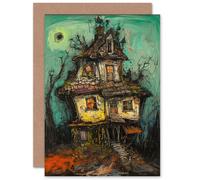 Artery8 Congrats on Your New Home Painting New House Home Owner Greeting Card in Green Artery8 Green