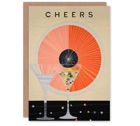 Artery8 Congratulations Greeting Card Abstract Cocktail Glass Cheers For Him Her in Beige Artery8 Beige