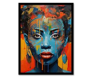 Artery8 Contemporary African Woman Palette Knife Painting Artwork Portrait Artwork Framed Wall Art Print A4
