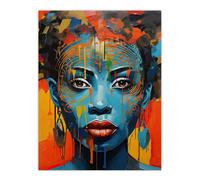 Artery8 Contemporary African Woman Palette Knife Painting Artwork Portrait Unframed Wall Art Print Poster Home Decor Premium | Size: W12" x H16" Artery8 Multicolor W12" x H16"