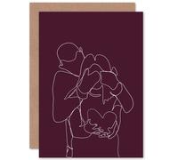 Artery8 Continuous Line Couple Greetings Card in Dark Mauve Artery8 Dark Mauve