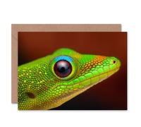 Artery8 Cool Green Eyes Head Lizard Art Blank Just to Say Card Artery8 Multicolor