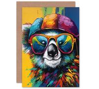 Artery8 Cool Koala Bright Colourful Fun for Child Kids Birthday Greeting Card Artery8 Multicolor
