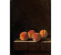 Artery8 Coorte Four Apricots On A Stone Plinth Painting Unframed Wall Art Print Poster Home Decor Premium