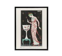 Artery8 Coral Evening Dress Fashion Advert Barbier Black Framed Canvas Art in White | Size: W18" x H24" Artery8 White W18" x H24"