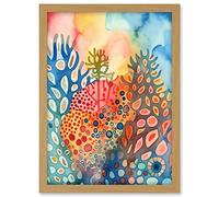 Artery8 Coral Reef Folk Art Watercolour Painting Artwork Framed A3 Wall Art Print