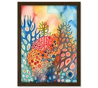 Artery8 Coral Reef Folk Art Watercolour Painting Artwork Framed A3 Wall Art Print