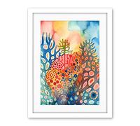 Artery8 Coral Reef Folk Art Watercolour Painting Artwork Framed Wall Art Print 18X24 Inch
