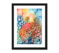 Artery8 Coral Reef Folk Art Watercolour Painting Artwork Framed Wall Art Print 18X24 Inch