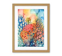 Artery8 Coral Reef Folk Art Watercolour Painting Artwork Framed Wall Art Print 18X24 Inch