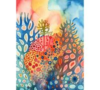 Artery8 Coral Reef Folk Art Watercolour Painting Large Wall Art Poster Print Thick Paper 18X24 Inch