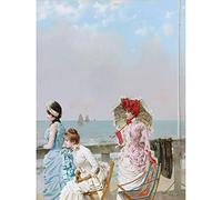 Artery8 Corcos Midday Sea Women Beach Painting Art Print Canvas Premium Wall Decor Poster Mural