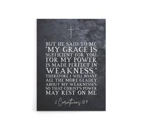 Artery8 Corinthians 12 9 Christian Bible Quote Canvas Wall Art Print in Grey | Size: W24" x H32" Artery8 Grey W24" x H32"